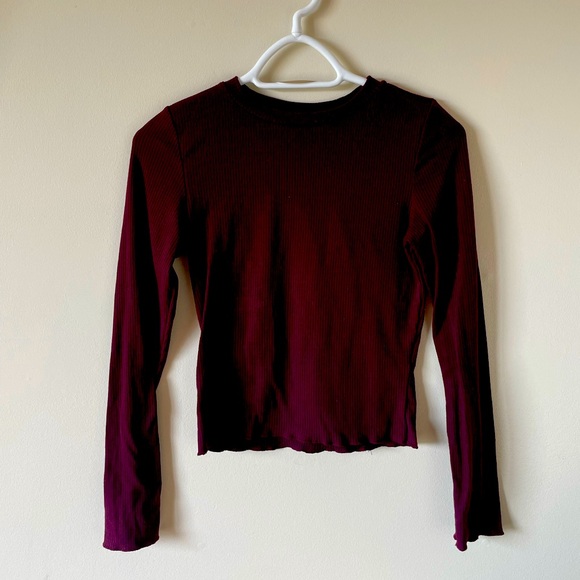 ECLIPSE Brand Ribbed Long Sleeve in Burgundy - Picture 1 of 1